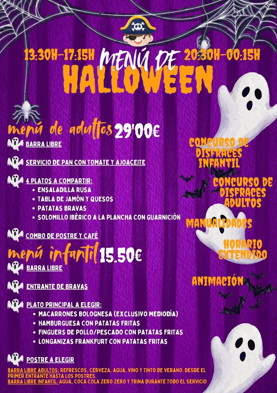 Menú de Halloween 2026 en Terra Aventura